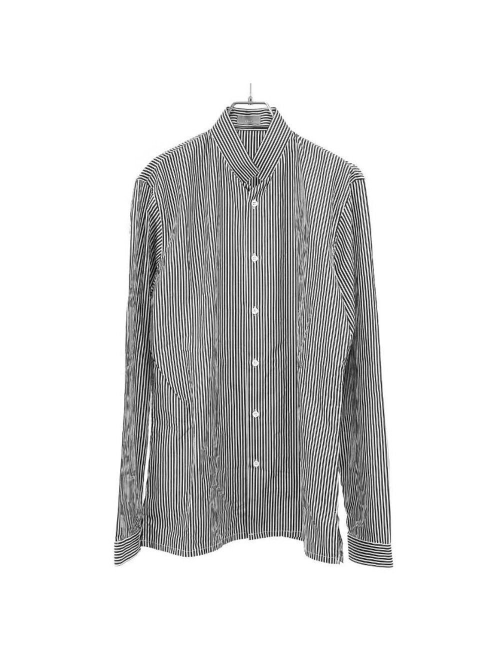 Dior Homme Stand Collar Striped Shirt Black White 39